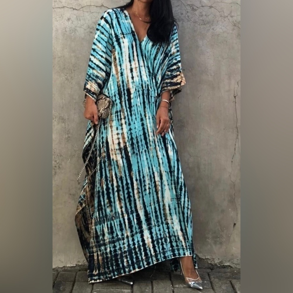 Jenny Elegant Bohemian Kaftan Maxi Dress Swimsuit Coverup - Picture 8 of 13